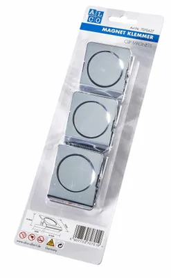 Produktbild von Alco Magnetklemmer 38x45mm silber 3 Stück