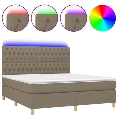 Produktbild von Boxspringbett mit Matratze & LED Taupe 160x200 cm Stoff