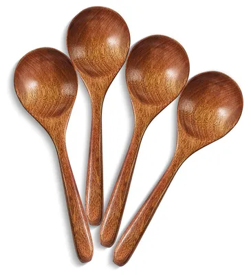 Japanischer Holzlöffel, 4er-Set, 20 cm, Suppenlöffel