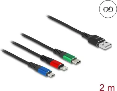 Image de Delock 90156 DELOCK USB 3in1 Ladekabel für Lightning/Micro-USB/USB C 2m