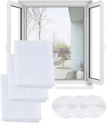 Immagine prodotto di Reti anti-insetti autoadesive per finestre, 3 pezzi, 130 x 150 cm, autoadesive, con nastro biadesivo, tengono lontani insetti/uccelli/zanzare