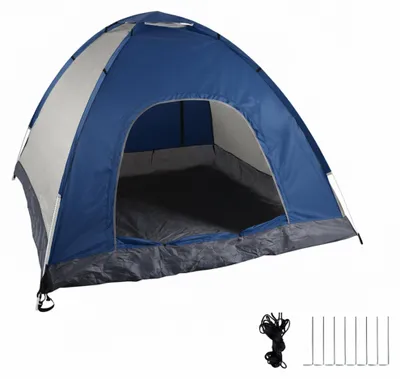 Productafbeelding van Relaxdays Pop-up tent, strandtent, voor 2-3 personen, klein opvouwbaar, UV-bescherming 50+, afmetingen 135x200x200 cm, blauw/anthraciet, AI-gegenereerde afbeelding