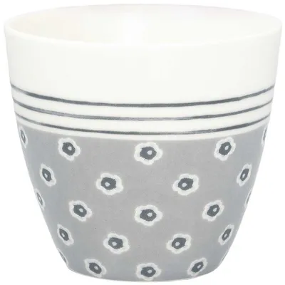 Imagen del producto de Taza de café Greengate Latte MALIA, gris y blanco con motivos florales, 300 ml