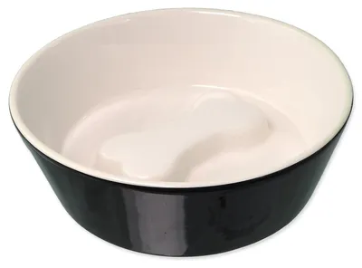 Produktbild von Dog Fantasy KeramikNapf mit Knochen schwarz/weiss 650ml