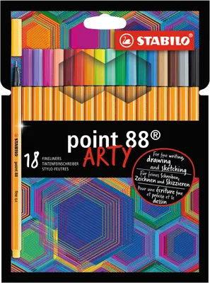 Produktbild von Fineliner - STABILO point 88 - ARTY - 18er Pack mit Hängelasche - mit 18 verschiedenen Farben