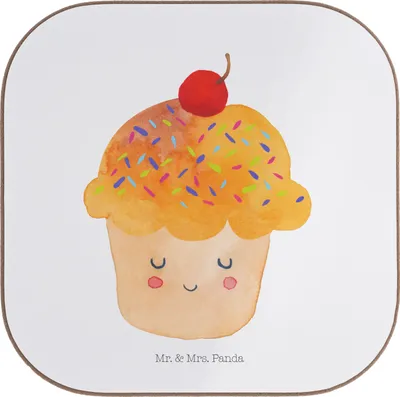 Produktbild von Mr. & Mrs. Panda Untersetzer für Gläser Cupcake - Weiß - Geschenk, Tischuntersetzer, Lustige Sprüche, Coaster, gläseruntersetzer, bieruntersetzer, Motivation, Koch, Glas