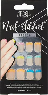 Produktbild von Ardell | 28 Tips - Künstliche Nägel - |Farbenfroh| - Größe S- Tips - Nagelkleber - Rainbow French - Komplettset