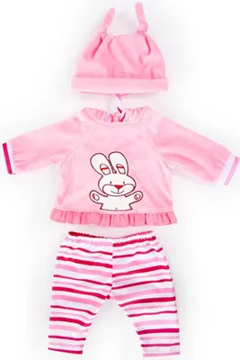 Produktbild von Bayer Design 83888AA Kleider für Puppen 38 cm, 3 Teile, Babypuppen Anziehsachen, rosa, Hasenmotiv
