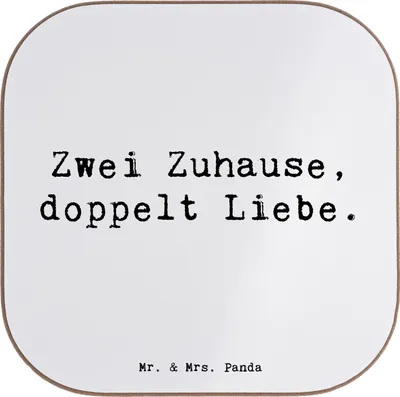 Produktbild von Mr. & Mrs. Panda Untersetzer Glas Spruch Trennung von den Eltern - Weiß - Geschenk, Motivation, Gläser, Trost, Hoffnung, doppelte Liebe, Tasse, Neuanfang, Tassen, Coaster