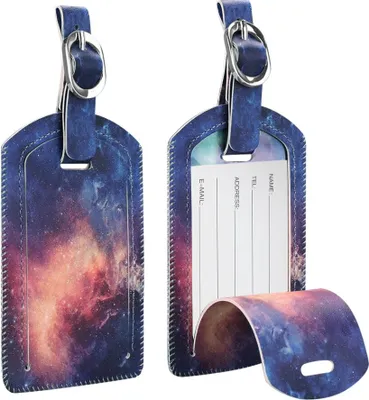 Produktbild von [2 Stück] Fintie Kofferanhänger aus Kunstleder, Gepäckanhänger ID Etikett mit Adressschild Namenschild für Reisetasche Koffer, Die Galaxie
