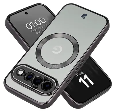 Produktbild von Handyhülle mit Magnetring für Google Pixel 11, Bizon Case EduardO, Transparent-Schwarz