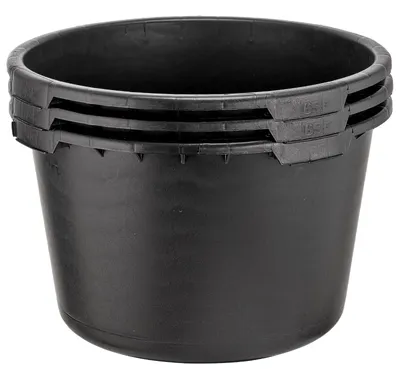 Image de 3 seaux à mortier ronds de 65 litres - Seaux de chantier, seaux de maçon - Ø 58 cm x 35 cm - Bac à ciment, bac à mortier - Fabriqué en Allemagne - Bac à plantes pour mini-étang