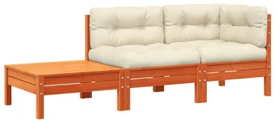 Produktbild von vidaXL Gartensofa mit Kissen und Fußhocker Massivholz Kiefer