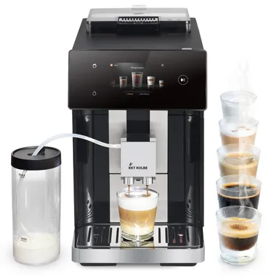 Produktbild von KKT KOLBE Pro Kaffeevollautomat mit Milchbehälter, Milchschaumdüse und Zubehör, 2 Tassen-Funktion, 15 Bar, 7-stufiges Mahlwerk, TFT Touchscreen