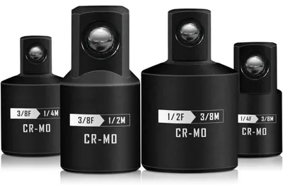 Zdjęcie produktu dla Zestaw adapterów do nasadek, 4-częściowy, 1/4", 3/8", 1/2", stal Cr-Mo, kolor czarny