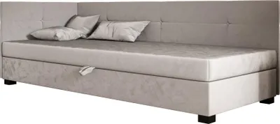 Produktbild von AURA SOFA  Boxspringbett  SILO PLUS 120x195 Komplett-Set mit Bonell Matratze, Polsterbett mit Bettkästen -  Grau, MONOLITH 84