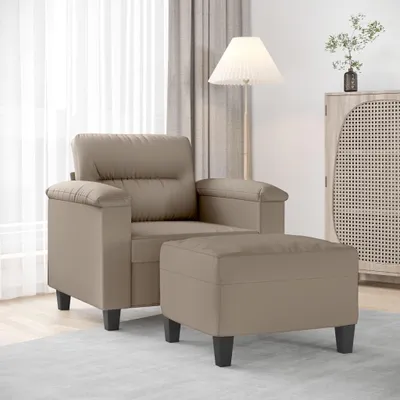 Produktbild von Sessel mit Hocker in Taupe, 60 cm, aus Mikrofasergewebe, 21.2kg