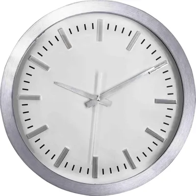Produktbild von Wanduhr Analog rund Ø 34 cm weiß mit Aluminium Gahäuse