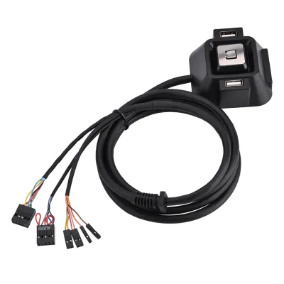 Image de Interrupteur de boîtier PC avec deux ports USB, bouton d'alimentation et de réinitialisation, prise audio et microphone pour ordinateur de bureau