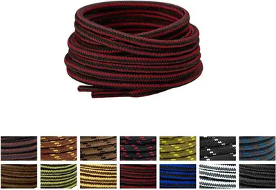 Zweifarbige Schnürsenkel für Wanderschuhe / Arbeitsschuhe - Schwarz Rot - 160 cm