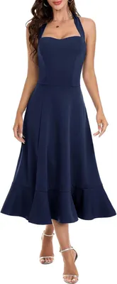 Produktbild von Elegantes Cocktailkleid Abendkleid Sommer Elegant Figurbetont Marineblau XL