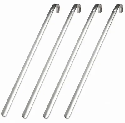 Image de 4 x Bayli 80cm chausse-pied en acier inoxydable | Chausse-pied extra long | Chausse-pied en métal | Modèle solide | Chausse-pied en métal avec trous de suspension