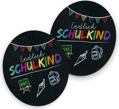 Produktbild von itenga 40x Bierdeckel Untersetzer rund Endlich Schulkind für Schulanfang
