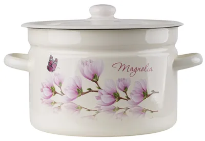 Obrázok produktu pre Emailtý hrniec s pokrievkou MAGNOLIA krémová 9 l