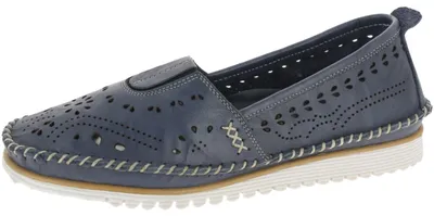 Produktbild von Andrea Conti Damen Slipper mit perforiertem Leder und Wechselsohle 1885909, Größe:37 EU, Farbe:Blau