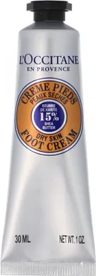 Imagen del producto de Crema para pies de L'Occitane, con manteca de karité, hidratante, 30 ml, en tubo. Ingredientes: AQUA/WATER - BUTYROSPERMUM PARKII (SHEA BUTTER) - GLYCERIN - ISOHEXADECANE - CORN STARCH MODIFIED..., Francia