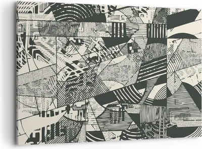 Produktbild von Bild auf Leinwand - Leinwandbild - Einteilig - Abstraktion Vintage Schwarz - 100x70cm - Wand Bild - Wanddeko - Wandbilder - Leinwanddruck - Bilder - Wanddekoration - Leinwand bilder - AA100x70-5052