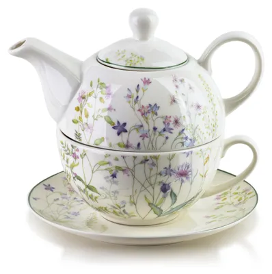 Produktbild von Tea-for-One Set Porzellan AFFEKDESIGN by MONDEX Faccia Verde 410 ml/280 ml Weiß/Grün 2-tlg.