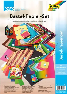 Produktbild von folia 940 - Bastelpapier - Set Ganzjahr, 323 Teile - Kreativset für Kinder und Erwachsene mit verschiedenen Bastelmaterialien, Rot/Ausflug, Einfarbig (Getaway Solids)