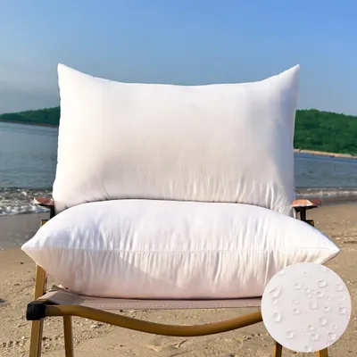 2er-Set Outdoor-Kissen 30x50 cm, rechteckig, wasserabweisend, weiß