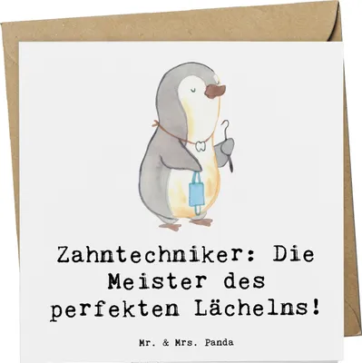 Produktbild von Mr. & Mrs. Panda Grußkarte Zahntechniker Lächeln - Weiß - Geschenk, Glückwunschkarte, faltkarte, Klappkarte, anlasskarte, Geschenke für Berufstätige, Zahntechnik, Beruf