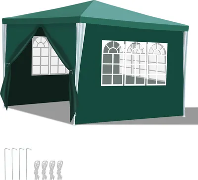 Immagine prodotto di Yakimz gazebo da giardino con 3 pannelli laterali rimovibili tenda portatile impermeabile tenda da festa con tubi a spirale e grandi finestre, per feste matrimoni campeggio