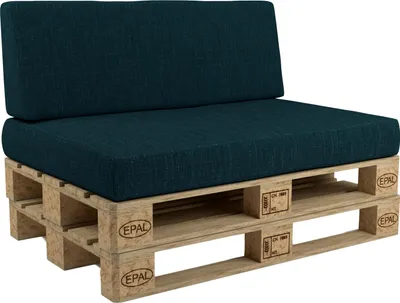 A dark green pallet sofa cushion set on a white background.
