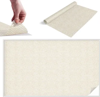 Zdjęcie produktu dla Folia witrażowa do okien - 116x200 cm - Folia witrażowa, dekoracyjna i nieprzezroczysta - Samoprzylepna folia dekoracyjna do szkła w witrażowy wzór - Ochrona UV, łatwa w montażu, dekoracja okna - Beżowy zygzak