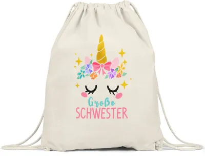 Produktbild von Große Schwester Turnbeutel Gymsack Einhorn Schwangerschaft Verkündung Geburt Big Sister Süßes Geschenk