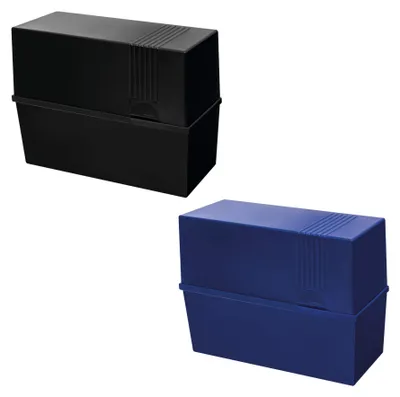 Produktbild von Herlitz Karteikasten A5 leer blau schwarz Karteibox Aufbewahrungssystem Büro