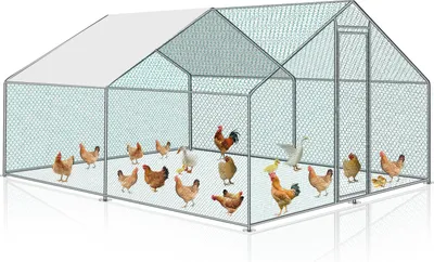 Immagine prodotto di TolleTour 3x6x2m Pollaio Recinto per animali Recinto per animali ruspanti con tetto ombreggiante in PE, struttura in acciaio zincato, recinzione esterna Utilizzato per polli, pollai, piccoli animali