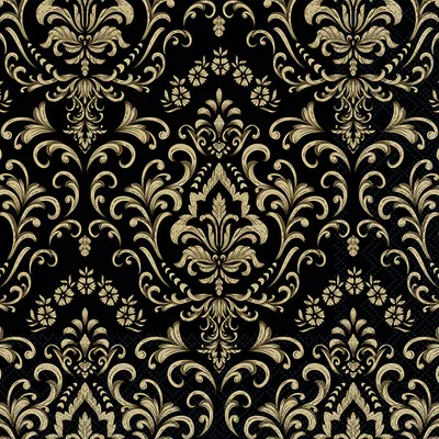 Produktbild von RP 20 Servietten Baroque Ornament black - Muster im Barock-Stil gold-schwarz 33x33cm