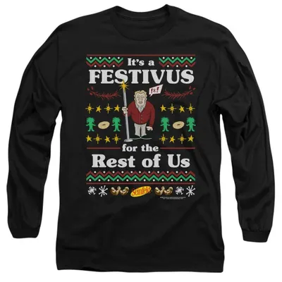 Image de T-shirt unie Seinfeld - "It's A Festivus", manches longues, modèle TV38048 (XXL), couleur noire