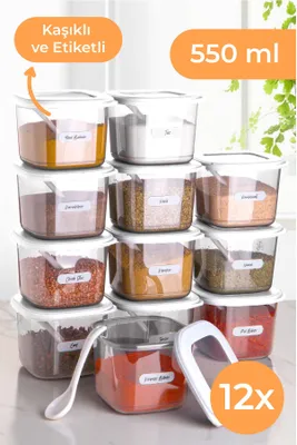 Produktbild von Hermia Concept, BNMPOLYWS12-5KAS, Vorratsdosen, Aufbewahrungsboxen-Set (12-teilig), Weiß, Plastik, 10 x 10 x 9,5 cm