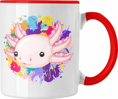 Produktbild von Trendation - Axolotl Tasse Geschenk Schwanzlurch Gamer Geschenkidee für Schwanz-Lurch Liebhaber (Rot)