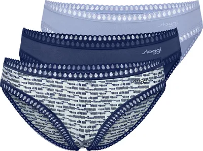 Produktbild von sloggi 3er Pack GO Crush Mini Slip Komfortabel und atmungsaktiv, Zierborte an den Säumen, Bequemer Schnitt blau M