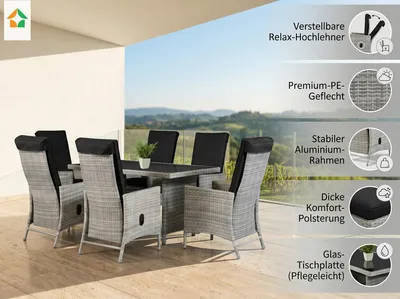 Produktbild von Dining Set Sitzgruppe JUNIO 13tlg. aus Aluminium