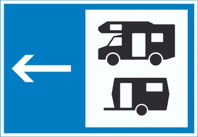 Produktbild von Wohnmobil- und Wohnwagenplatz links Symbol Schild A5 (148x210mm)