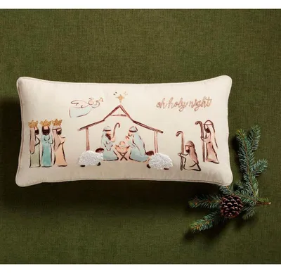 Weihnachtskissen Krippenmotiv, 30,5 x 61 cm, creme