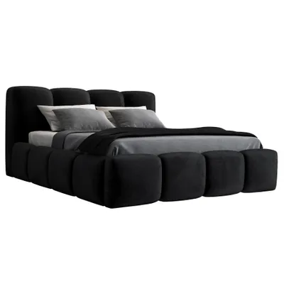 Produktbild von Polsterbett DONA 90 x 200 mit Matratze und Bettkasten. Farbe: Schwarz